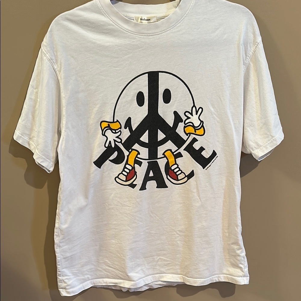 Madhappy white Graphic T-Shirt with Peace Design